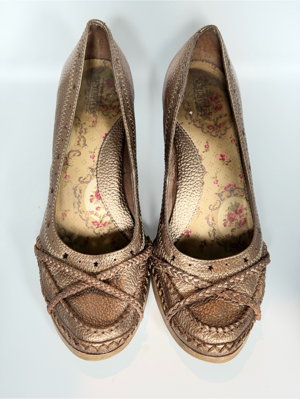 Vintage Seychelles Metallic Bronze Leather Heels 8.5 Y2K Boho